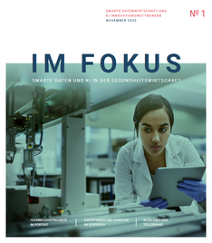 Titelbild des Magazins "Im Fokus" der Begleitforschungen der Technologieprogramme Smarte Datenwirtschaft und KI-Innovationswettbewerb
