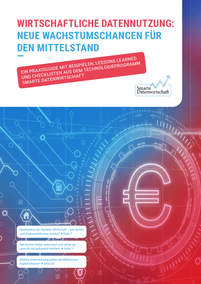 Titelbild des Praxisguides „Wirtschaftliche Datennutzung: neue Wachstumschancen für den Mittelstand“